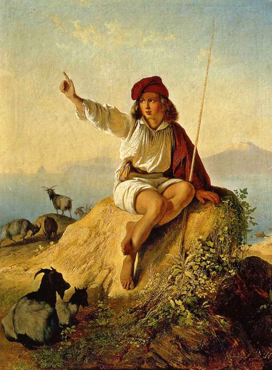 neapolitan shepherd on the beach